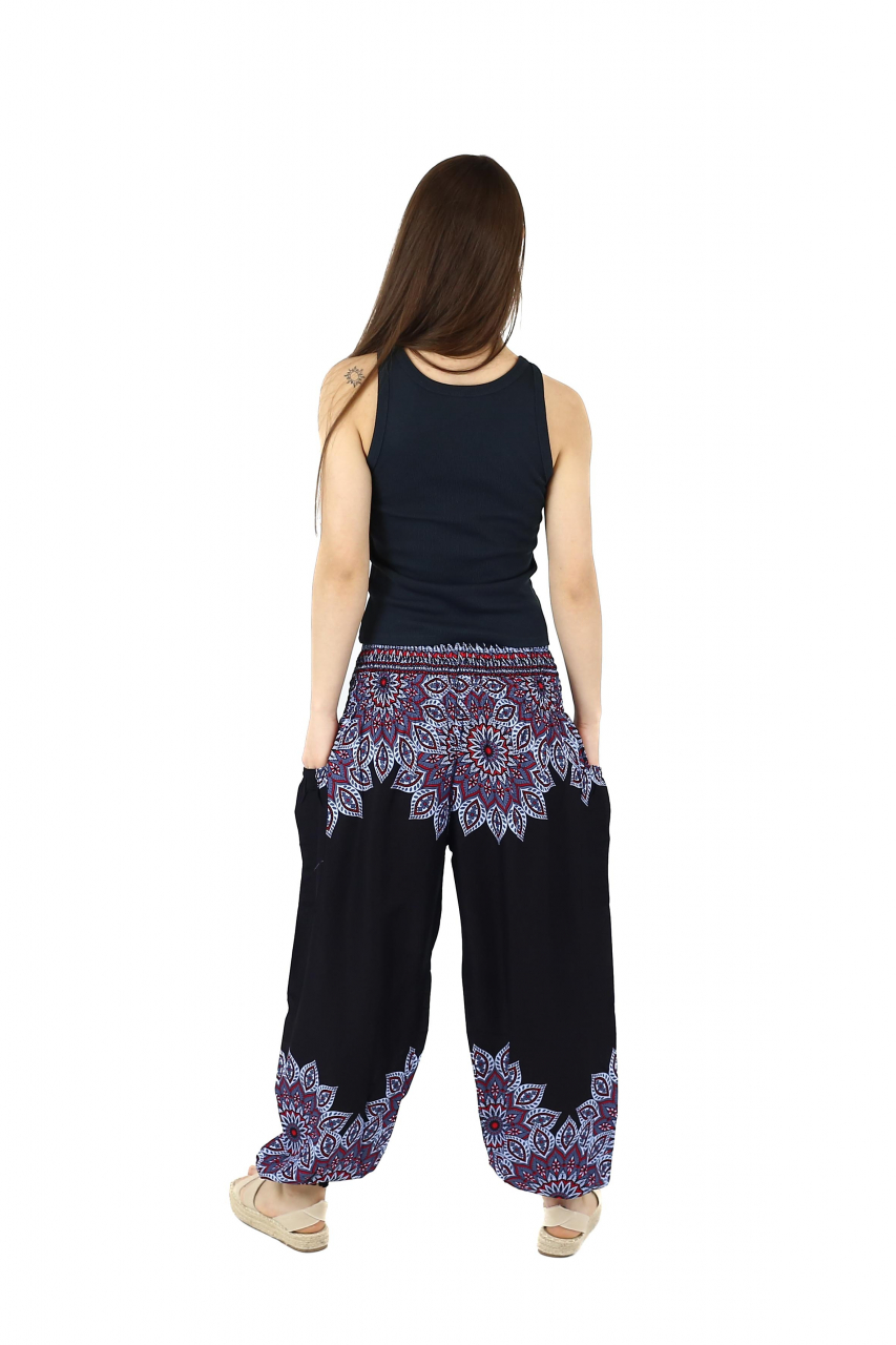 Pantaloni Jasmine cu print abstract si dungi - Multicolor [6]