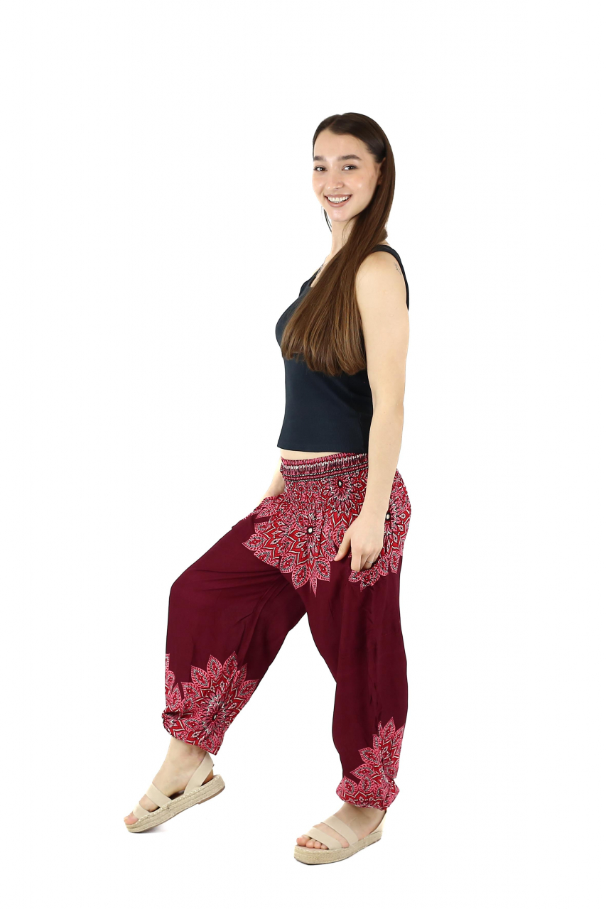 Pantaloni Jasmine cu print abstract si dungi - Multicolor [3]