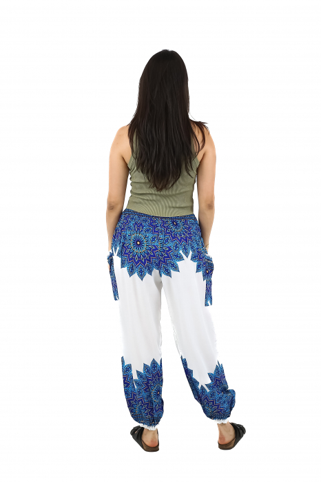 Pantaloni Jasmine cu print abstract si dungi - Multicolor [19]