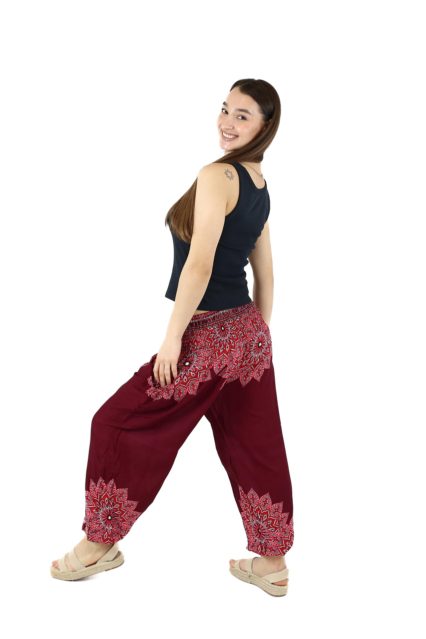 Pantaloni Jasmine cu print abstract si dungi - Multicolor [4]