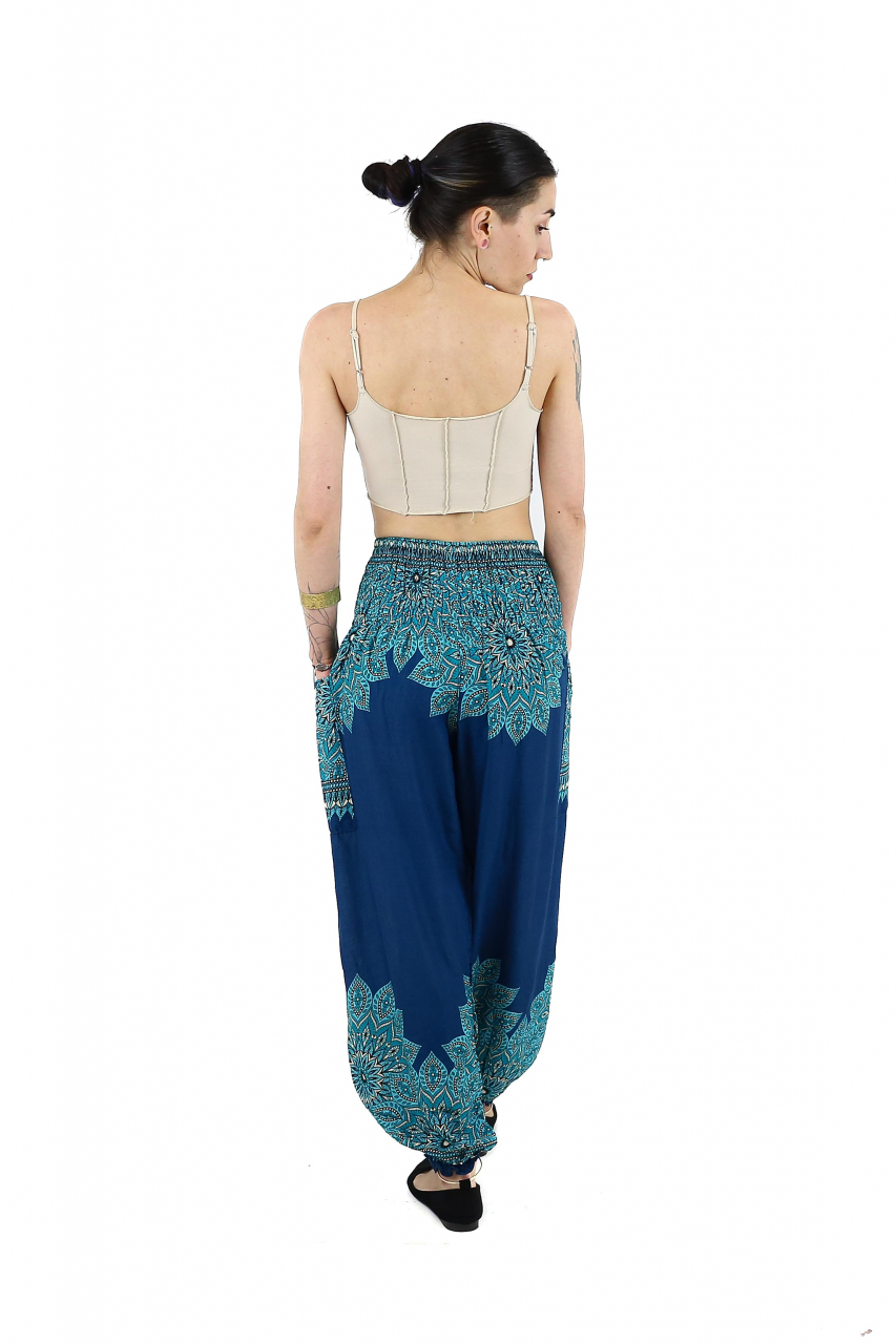Pantaloni Jasmine cu print abstract si dungi - Multicolor [9]