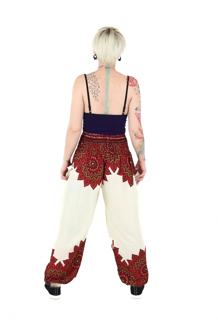 Pantaloni Jasmine cu print abstract si dungi - Multicolor [5]
