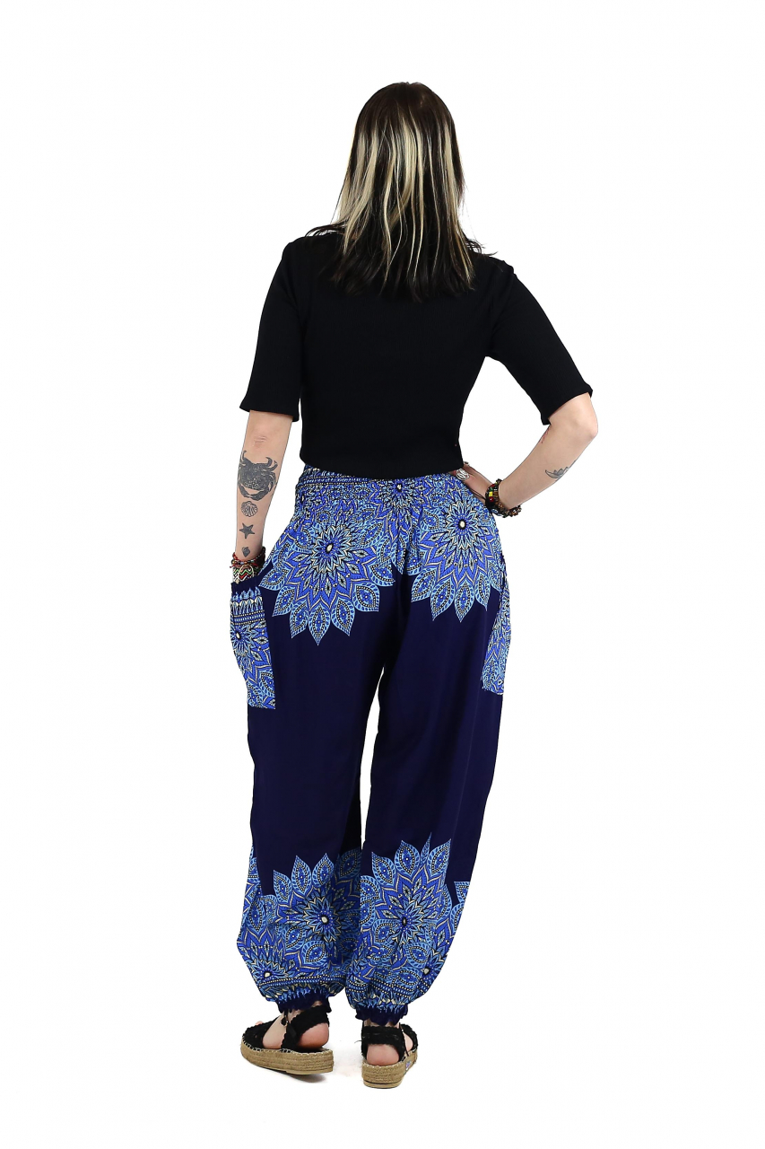 Pantaloni Jasmine cu print abstract si dungi - Multicolor [14]