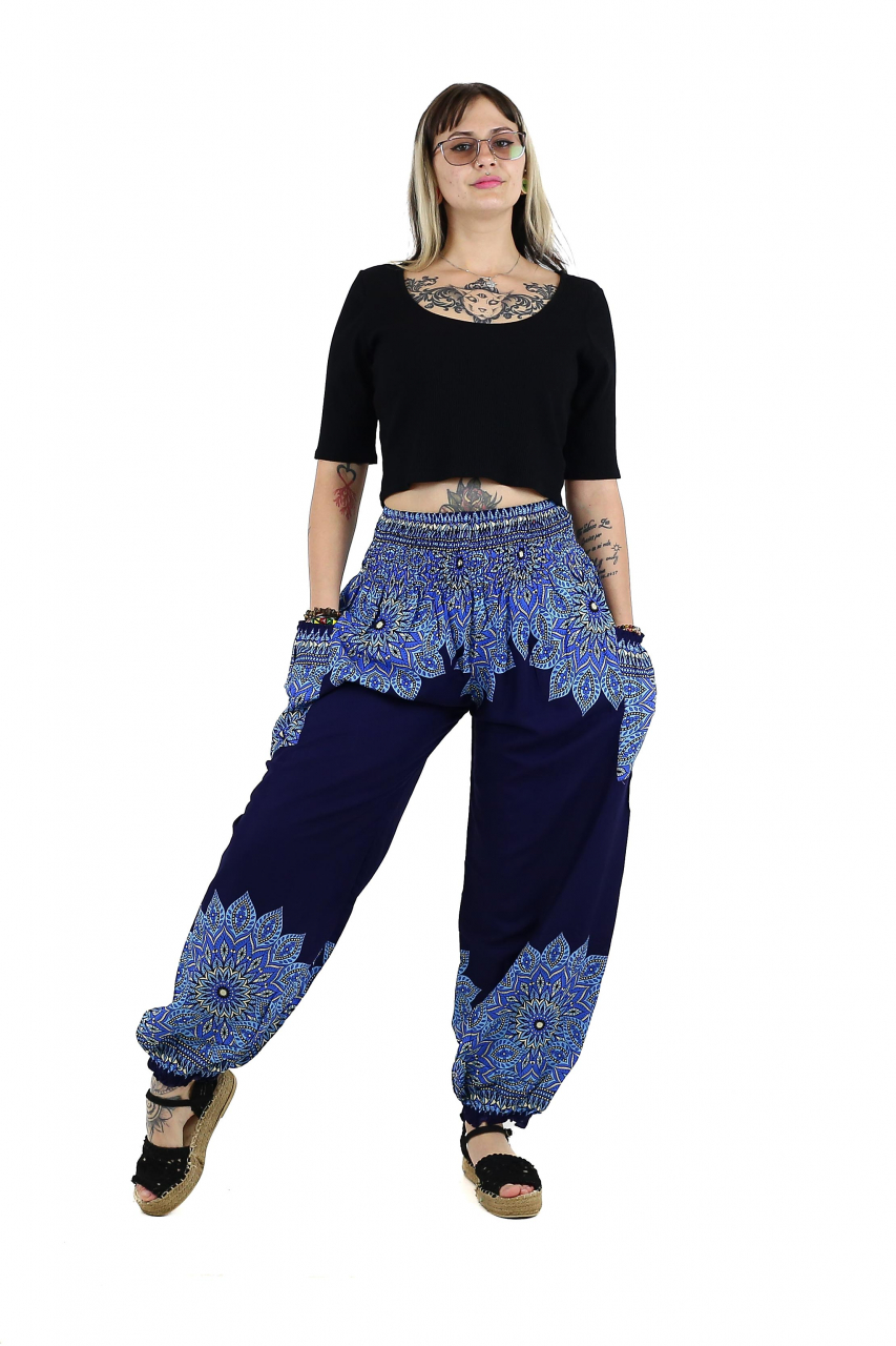 Pantaloni Jasmine cu print abstract si dungi - Multicolor [11]