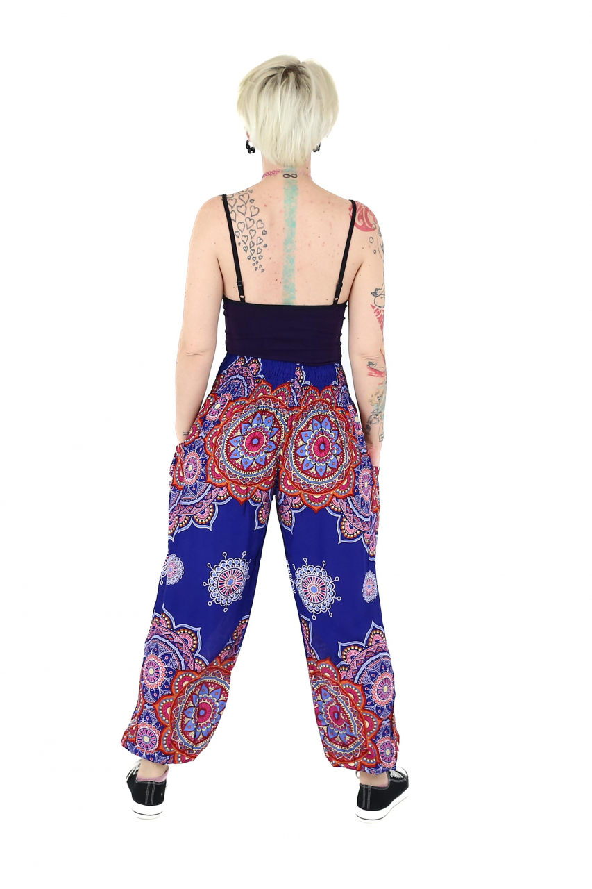 Pantaloni Jasmine cu print abstract si dungi - Multicolor [5]