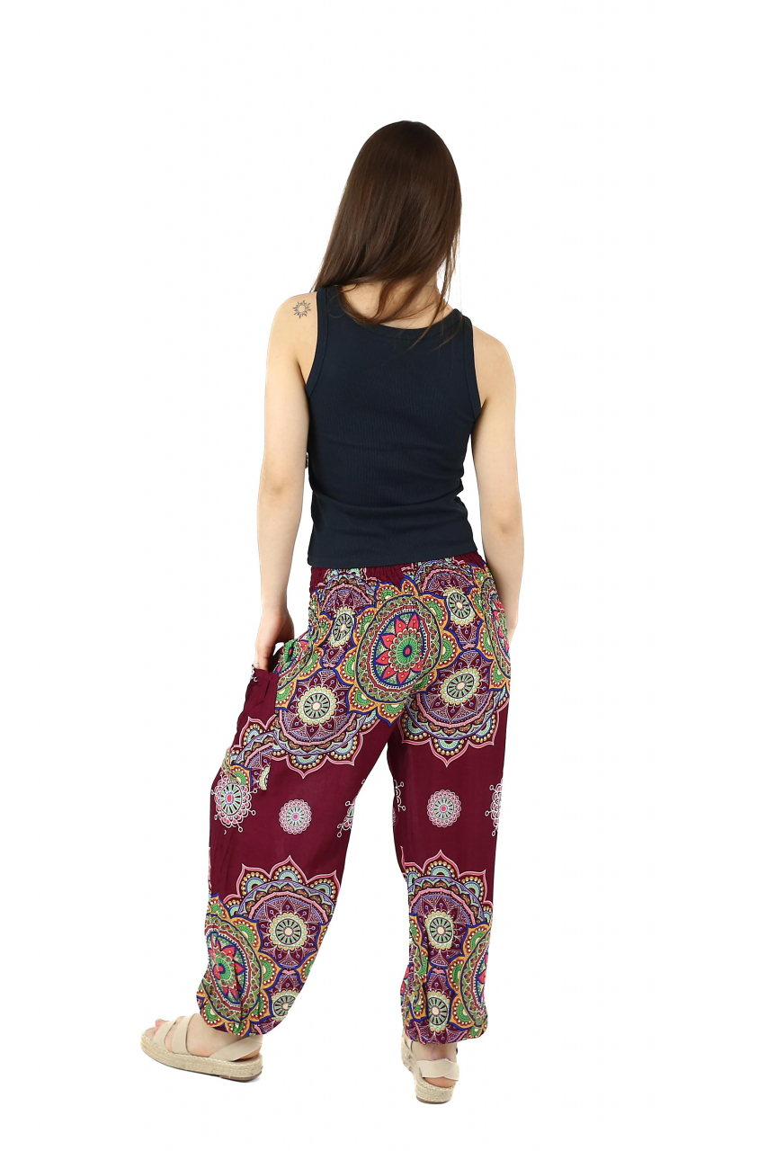 Pantaloni Jasmine cu print abstract si dungi - Multicolor [5]