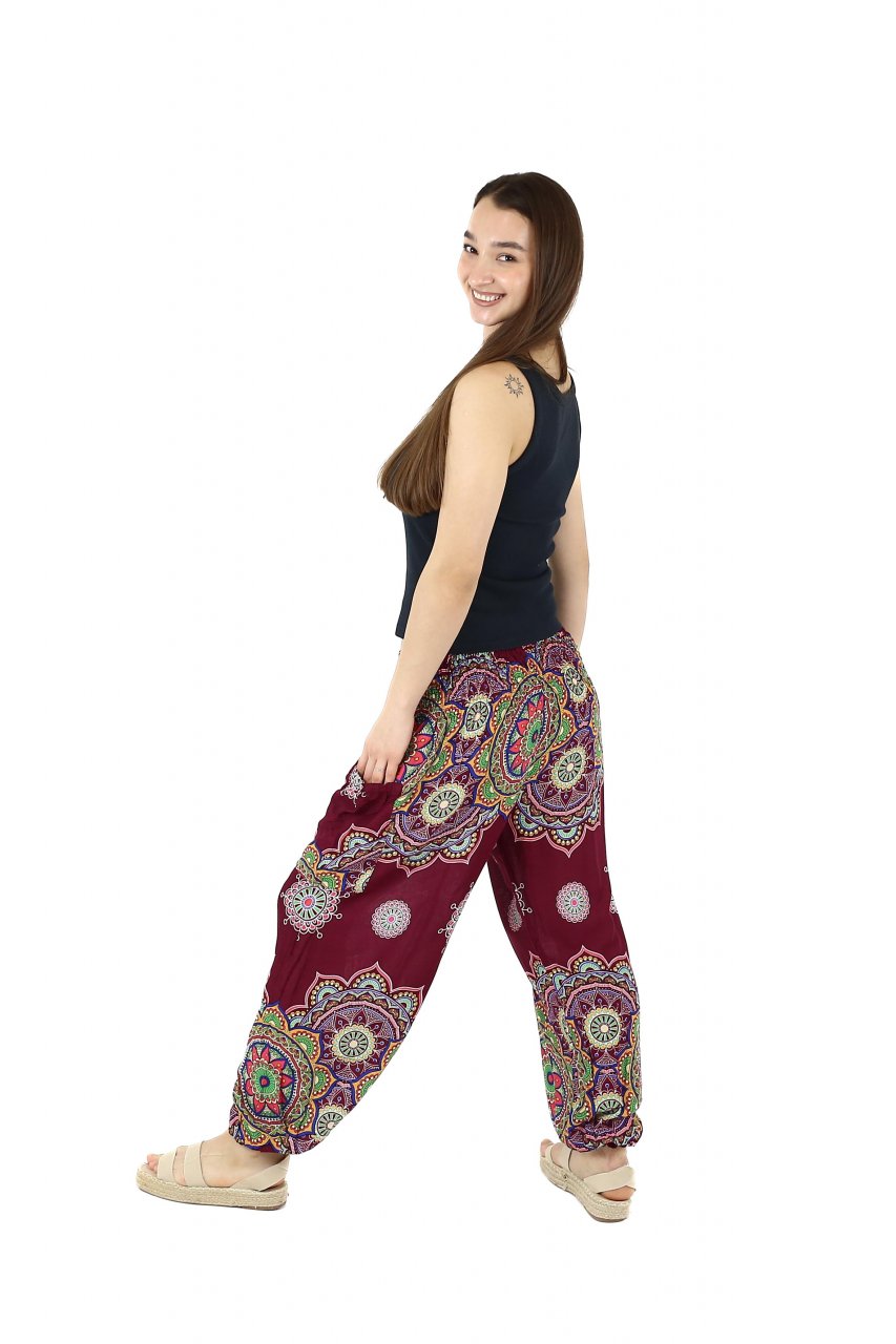 Pantaloni Jasmine cu print abstract si dungi - Multicolor [4]