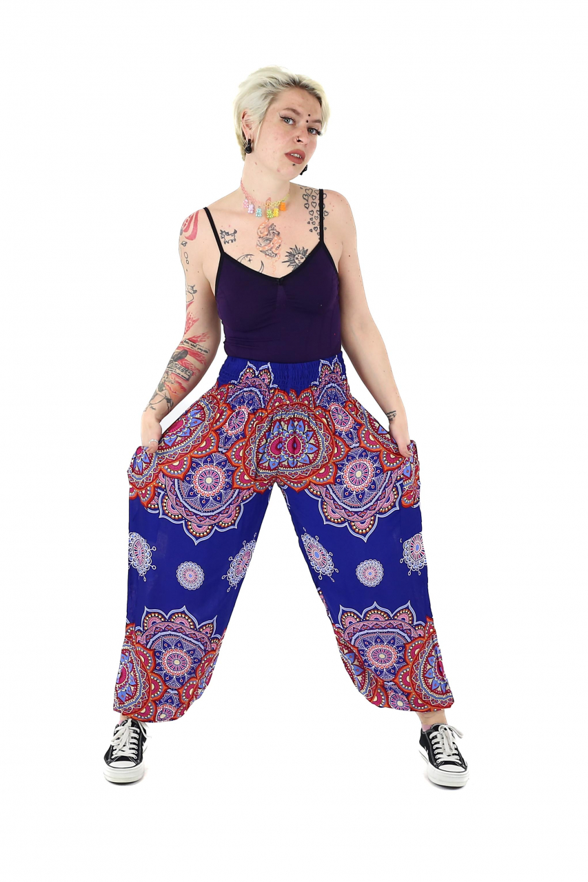 Pantaloni Jasmine cu print abstract si dungi - Multicolor [3]