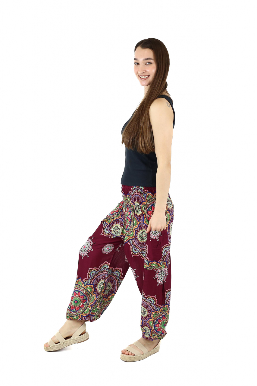 Pantaloni Jasmine cu print abstract si dungi - Multicolor [3]