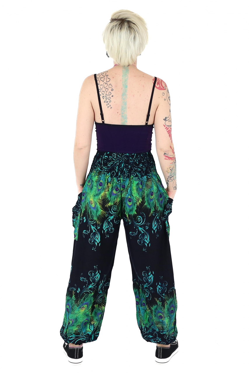Pantaloni Jasmine cu print abstract si dungi - Multicolor [5]