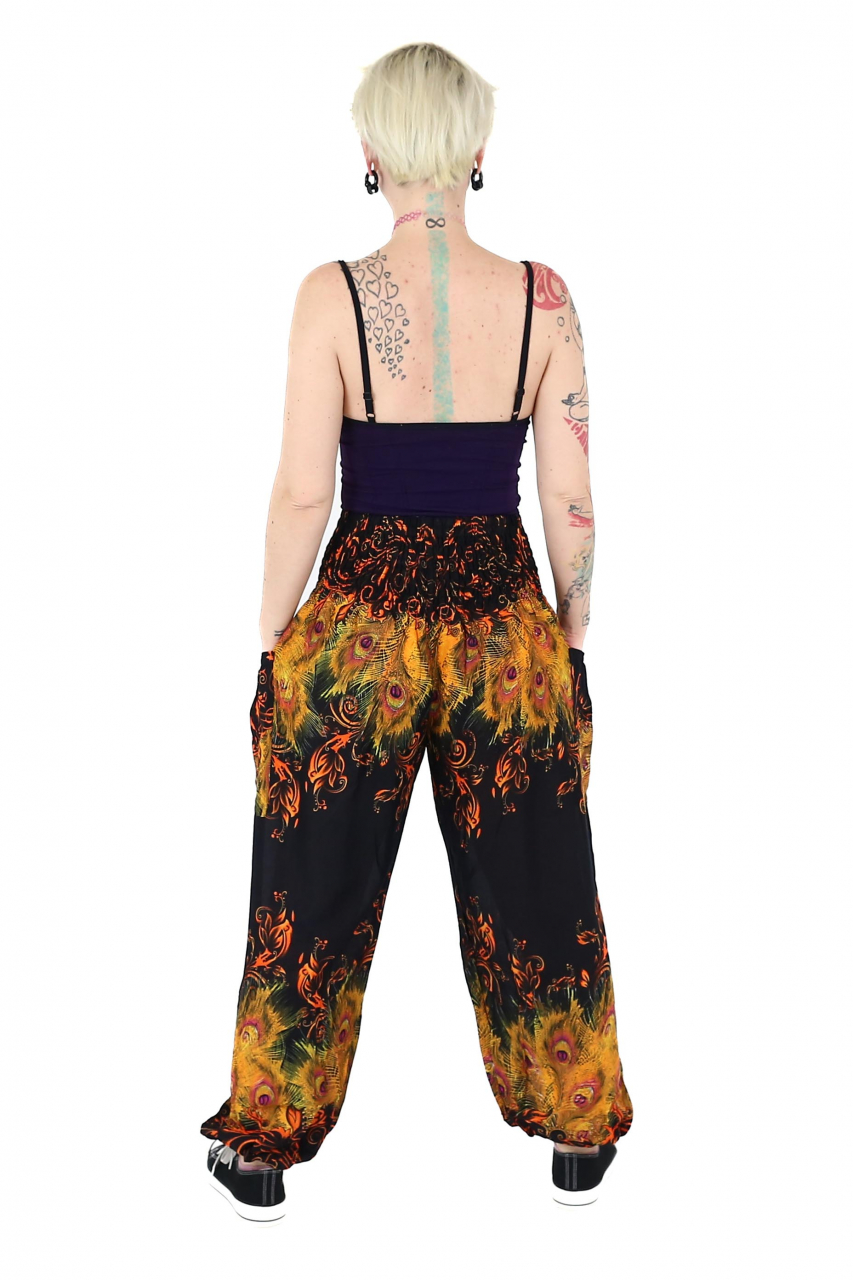 Pantaloni Jasmine cu print abstract si dungi - Multicolor [5]