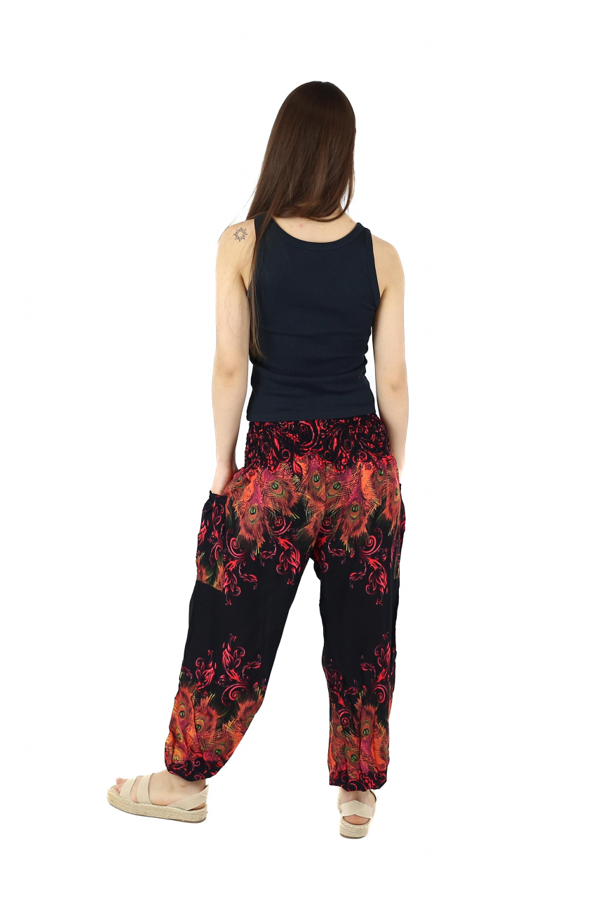 Pantaloni Jasmine cu print abstract si dungi - Multicolor [5]