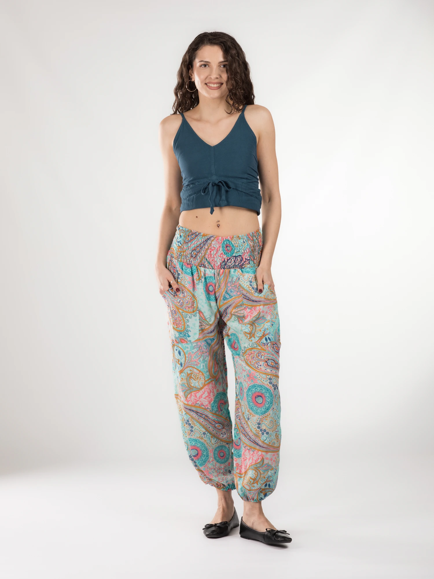 Pantaloni Jasmine din material fluid - Model 1 [2]