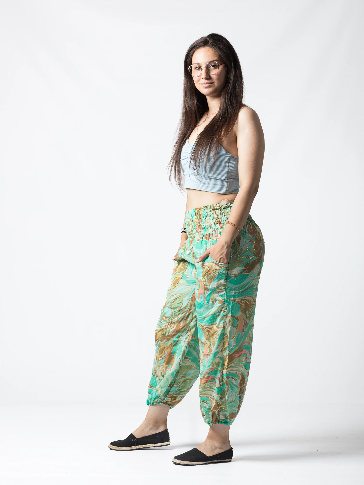 Pantaloni Jasmine din material fluid - Produs Unicat 6 [3]