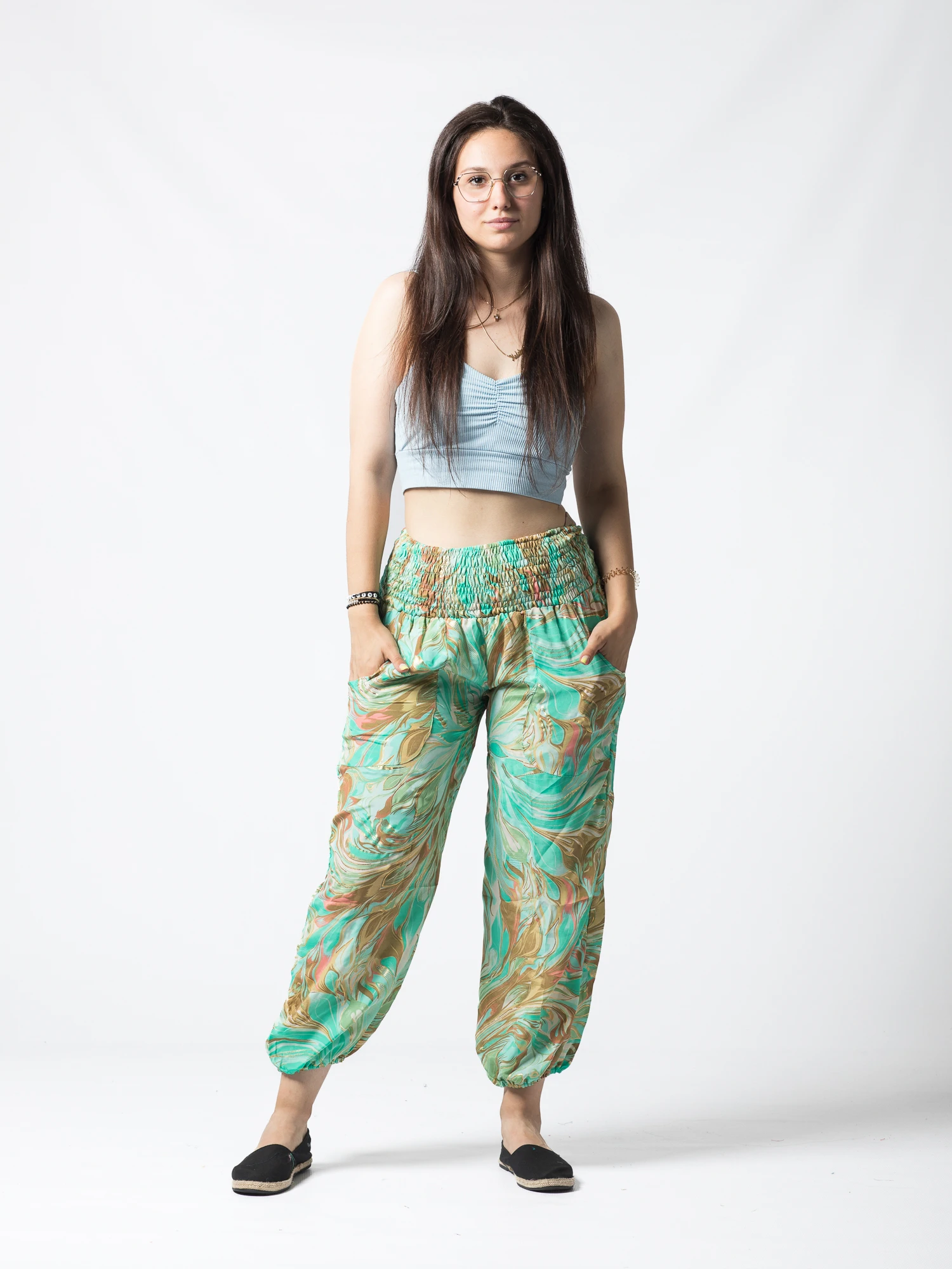 Pantaloni Jasmine din material fluid - Produs Unicat 6 [2]
