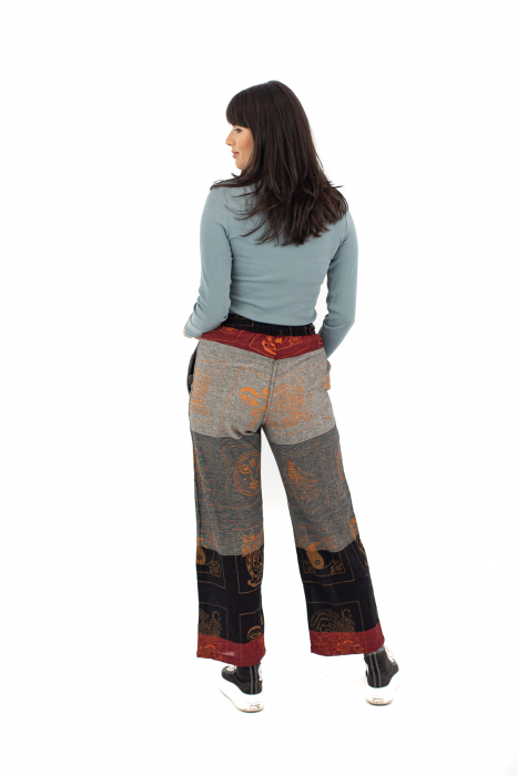 Pantaloni lejeri cu motive hinduse - Gri Deschis [4]