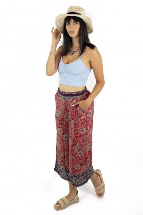 Pantaloni lejeri de vara cu elastic in talie si print floral - M-38 [3]