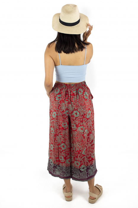 Pantaloni lejeri de vara cu elastic in talie si print floral - M-38 [5]