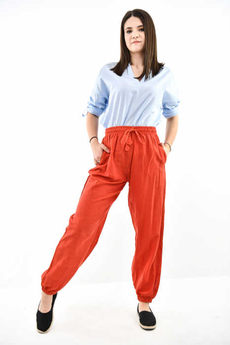 Pamtaloni lejeri din bumbac - Portocaliu [2]
