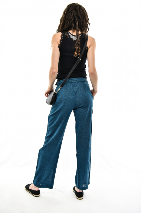 Pantaloni lejeri din bumbac - Teal [4]