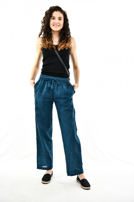 Pantaloni lejeri din bumbac - Teal [2]