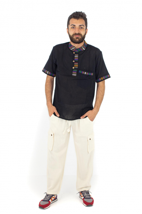 Pantaloni lejeri din bumbac tip cargo - CREM [2]