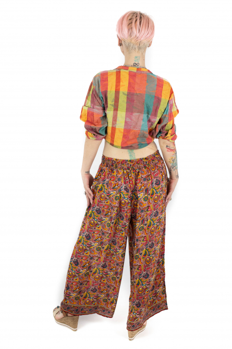 Pantaloni lejeri din material fluid cu print abstract - M-38 [4]