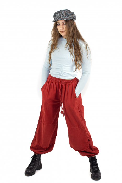 Pantaloni lejeri intr-o culoare - Rosu [2]