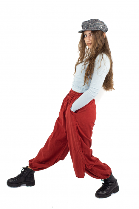 Pantaloni lejeri intr-o culoare - Rosu [3]