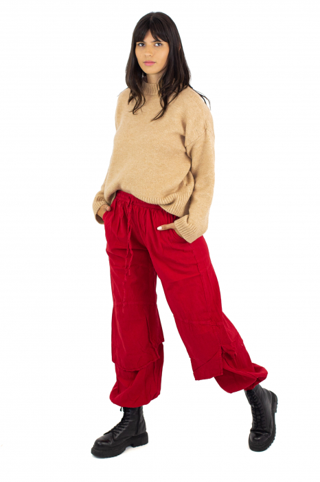 Pantaloni lejeri intr-o culoare - Rosu [3]