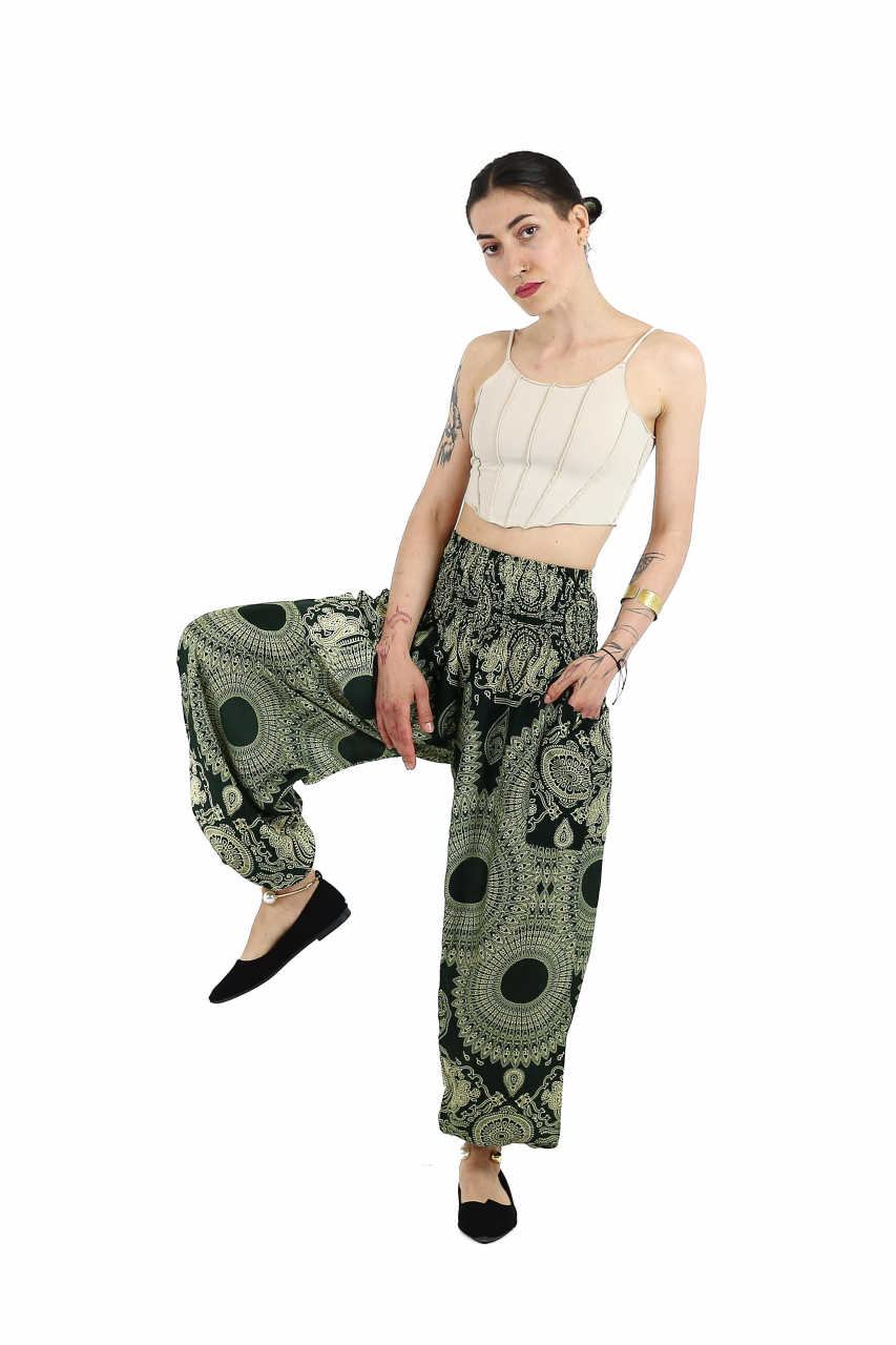 Pantaloni Jasmine cu print abstract si dungi - Multicolor [4]