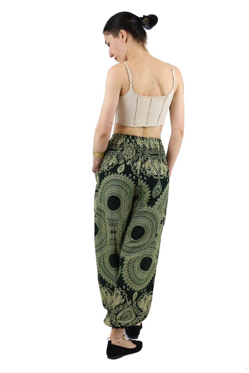 Pantaloni Jasmine cu print abstract si dungi - Multicolor [5]