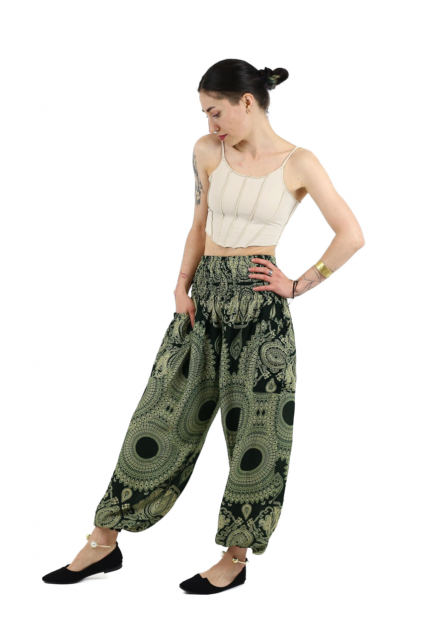Pantaloni Jasmine cu print abstract si dungi - Multicolor [3]