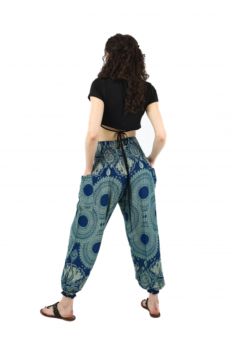 Pantaloni Jasmine cu print abstract si dungi - Multicolor [9]