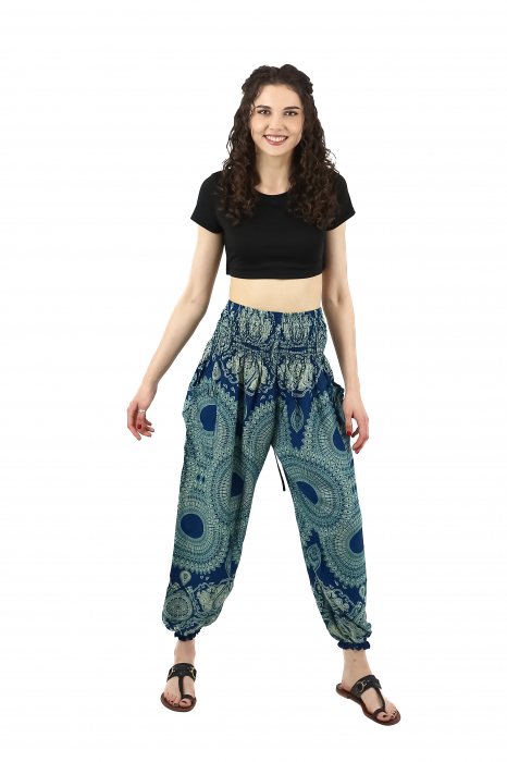 Pantaloni Jasmine cu print abstract si dungi - Multicolor [6]