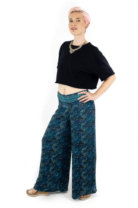 Pantaloni lungi cu print - MEPA0010 - Albastru [5]