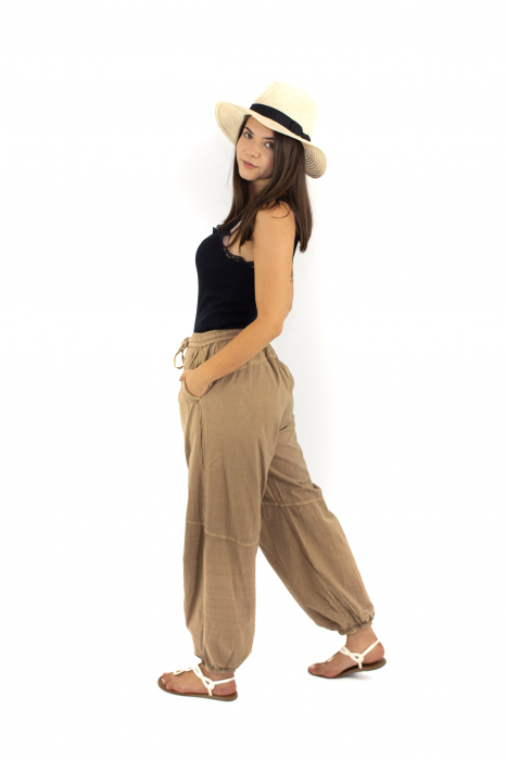 Pantaloni one color cu elastic pe picior - Negru [2]