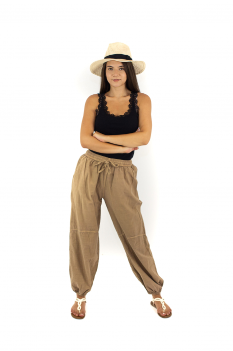 Pantaloni one color cu elastic pe picior - Negru [4]
