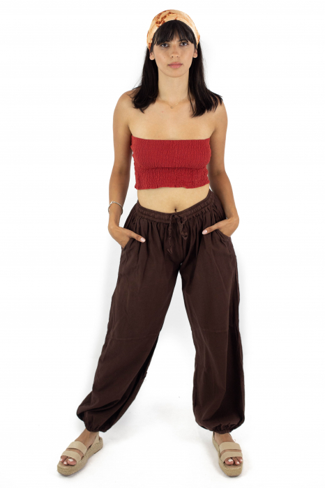 Pantaloni one color cu elastic pe picior - Negru [2]