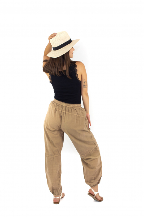 Pantaloni one color cu elastic pe picior - Negru [3]
