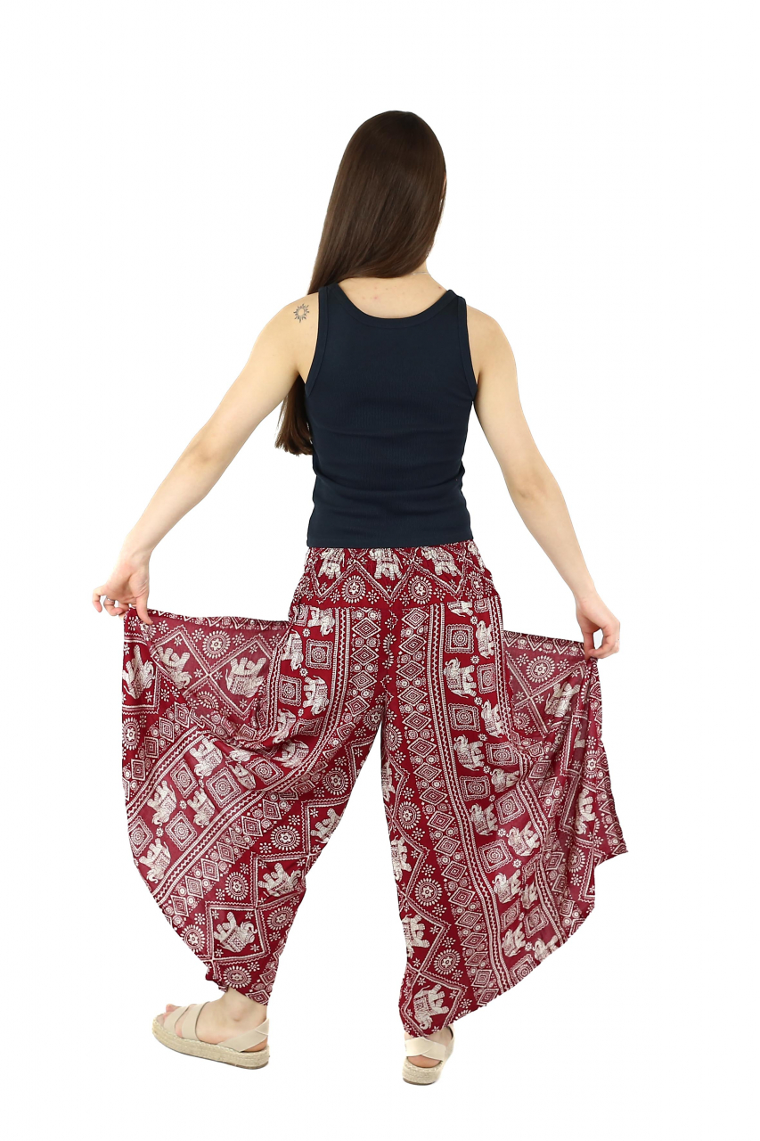 Pantaloni palazzo petrecuti cu brau etno si motive hinduse - Teal [4]