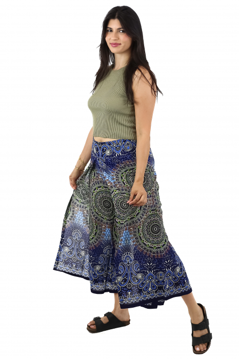 Pantaloni palazzo petrecuti cu print Mandala - Rosu [3]
