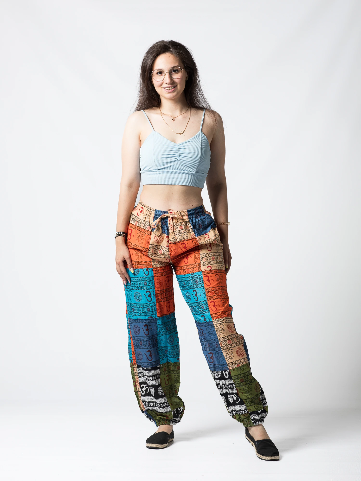 Pantaloni patch cu print all over, motive hinduse - Multicolor [5]