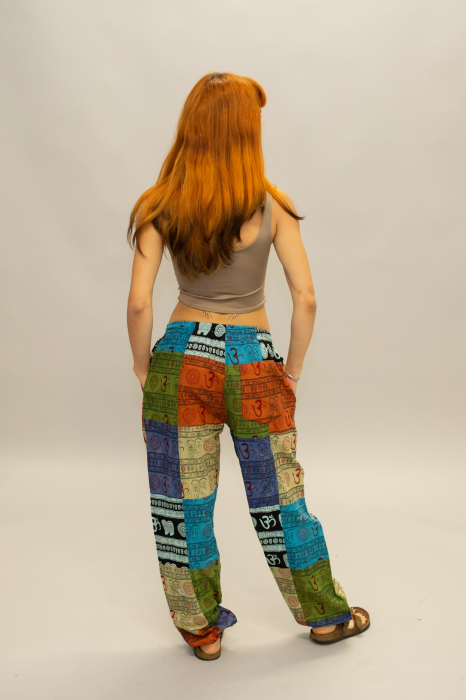 Pantaloni patch cu print all over, motive hinduse - Multicolor [9]