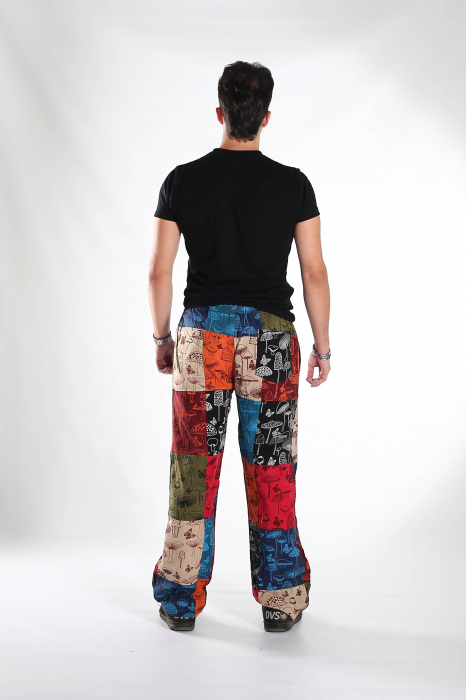 Pantaloni patch din bumbac cu imprimeu ciuperci - Model Surpriză [10]