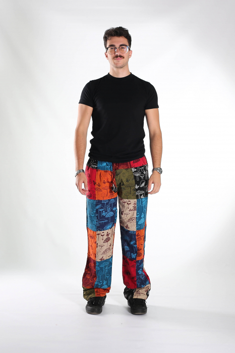 Pantaloni patch din bumbac cu imprimeu ciuperci - Model Surpriză [8]