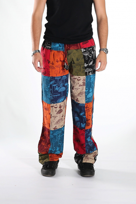 Pantaloni patch din bumbac cu imprimeu ciuperci - Model Surpriză [16]