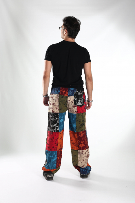 Pantaloni patch din bumbac cu imprimeu ciuperci - Model Surpriză [5]