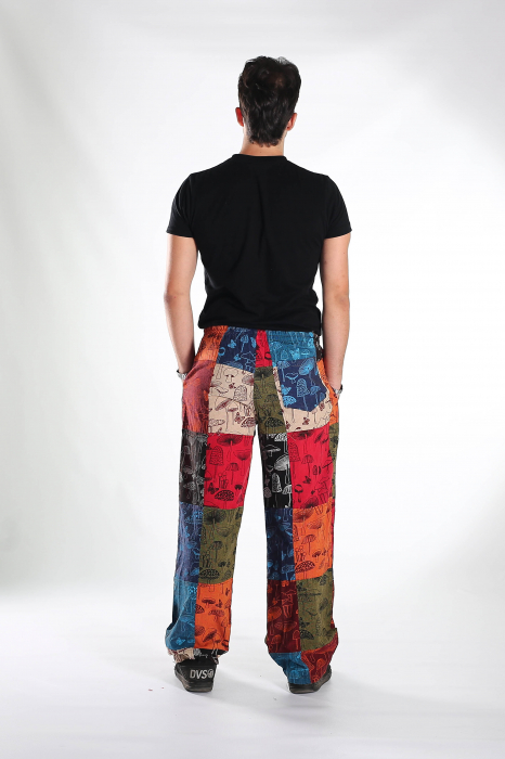 Pantaloni patch din bumbac cu imprimeu ciuperci - Model Surpriză [15]