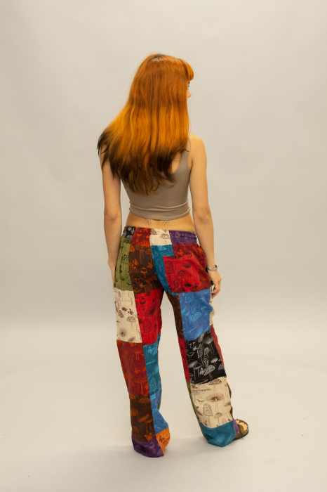 Pantaloni patch din bumbac cu imprimeu ciuperci - Model Surpriză [7]
